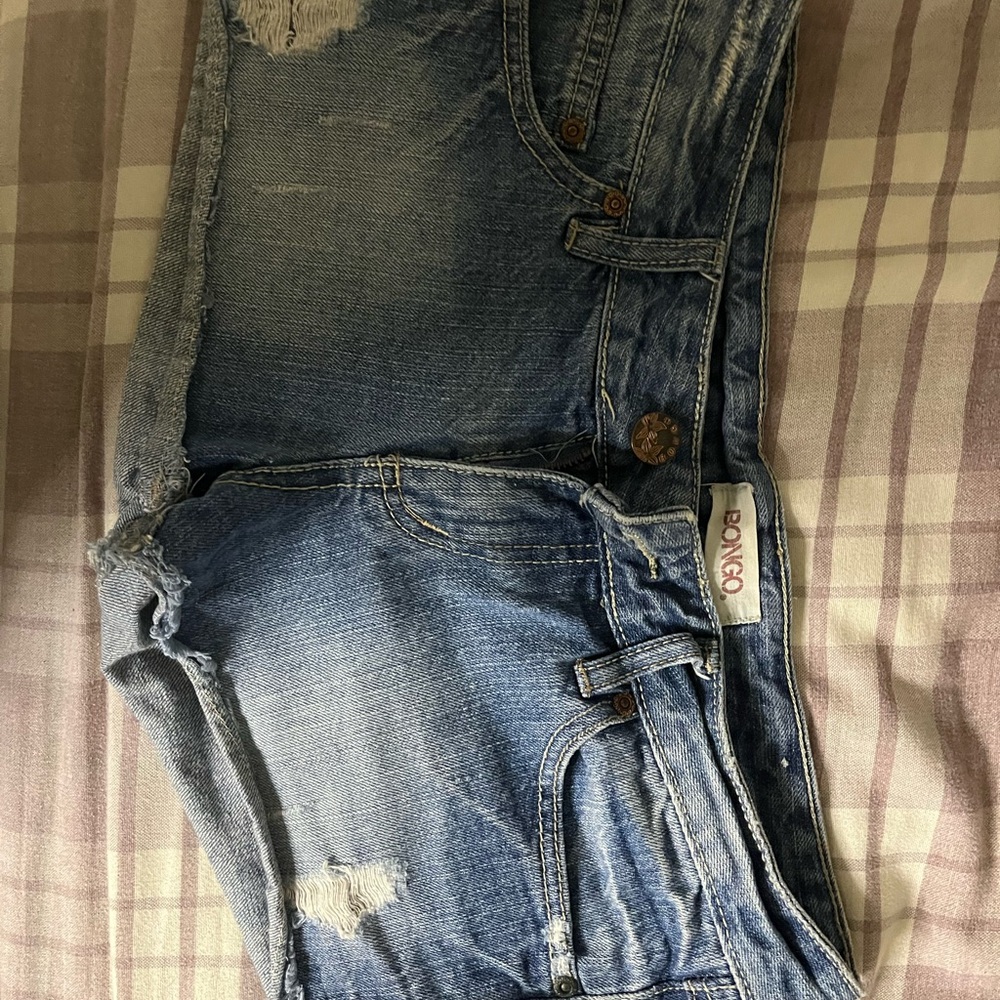 BONGO Blue Boyfriend Jeans Distressed Raw-Cut